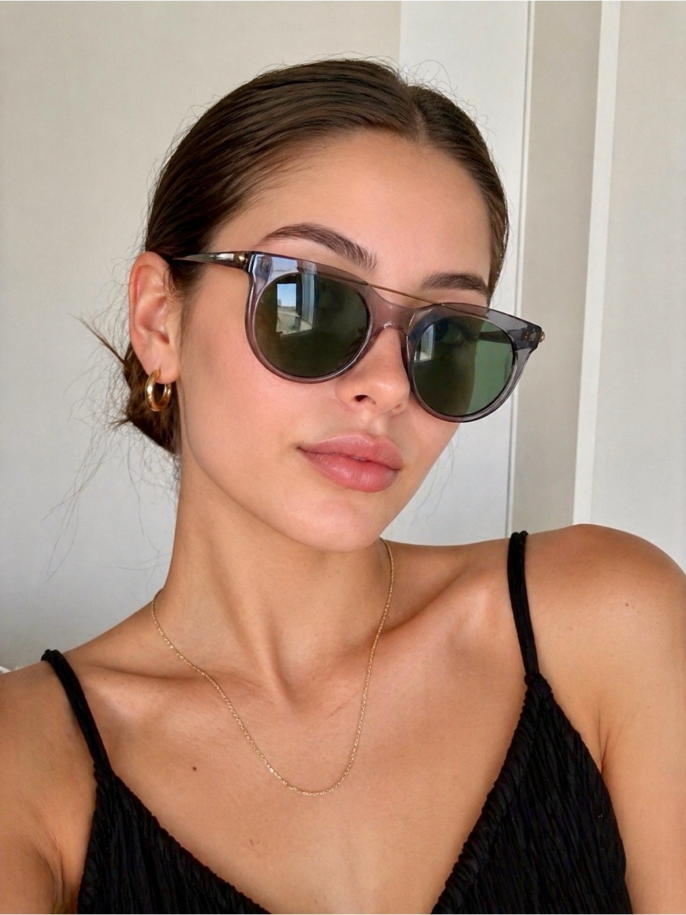 Alexander McQueen Smoky Gray Frame Sunglasses with Green Lenses